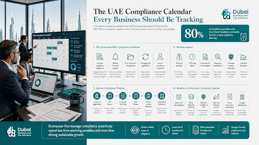 The UAE Compliance Calendar Every Business Should Be Tracking: Corporate Tax, VAT and ESR Deadlines